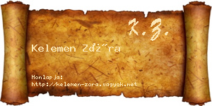 Kelemen Zóra névjegykártya